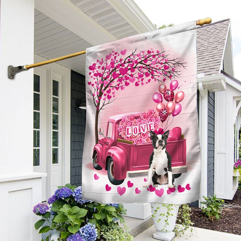 Dog Flag Valentine Boston Terrier Flag QTR380Fv24