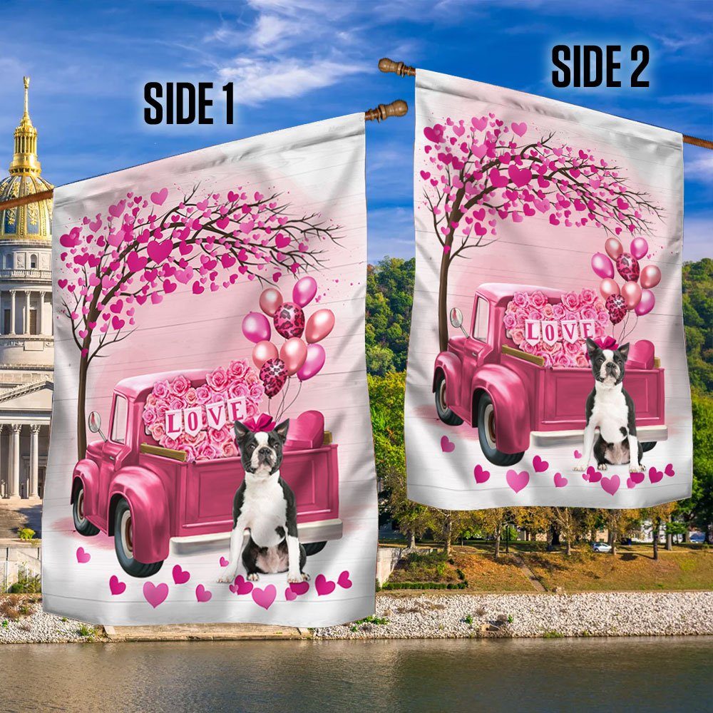 Dog Flag Valentine Boston Terrier Flag QTR380Fv24