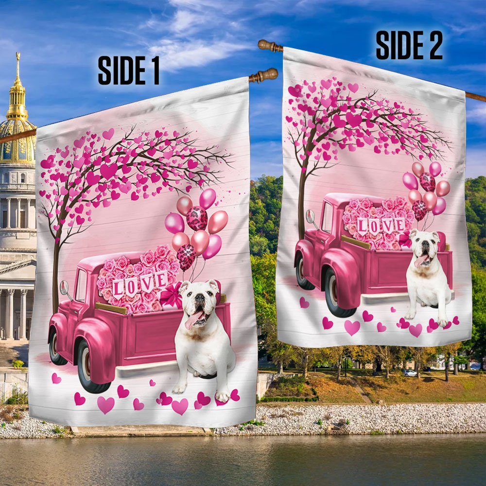 Dog Flag Valentine English Bulldog Dog Flag QTR380Fv1