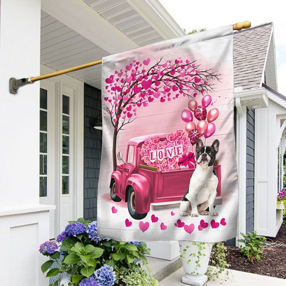 Dog Flag Valentine English French Bulldog Flag QTR380Fv7