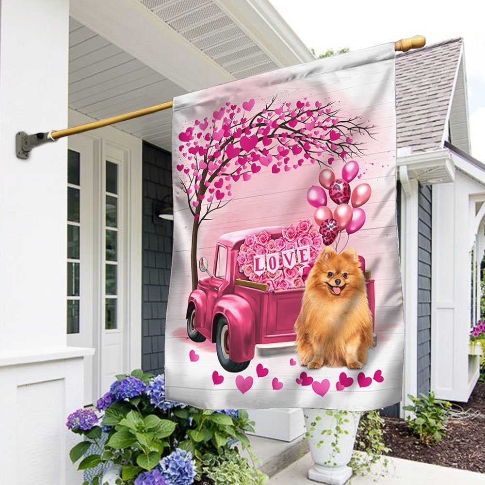 Dog Flag Valentine Pomeranian Flag QTR380Fv13