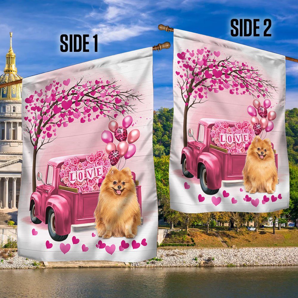 Dog Flag Valentine Pomeranian Flag QTR380Fv13