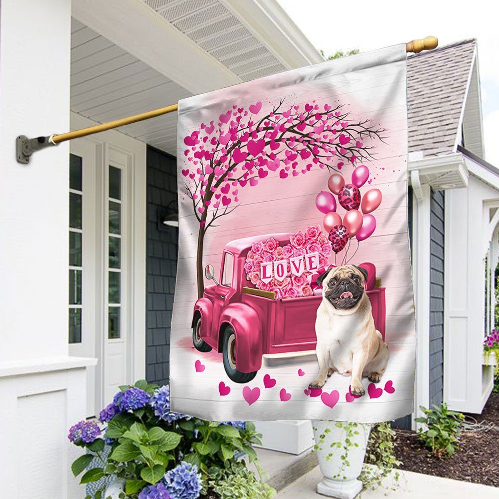 Dog Flag Valentine Pug Flag QTR380Fv14