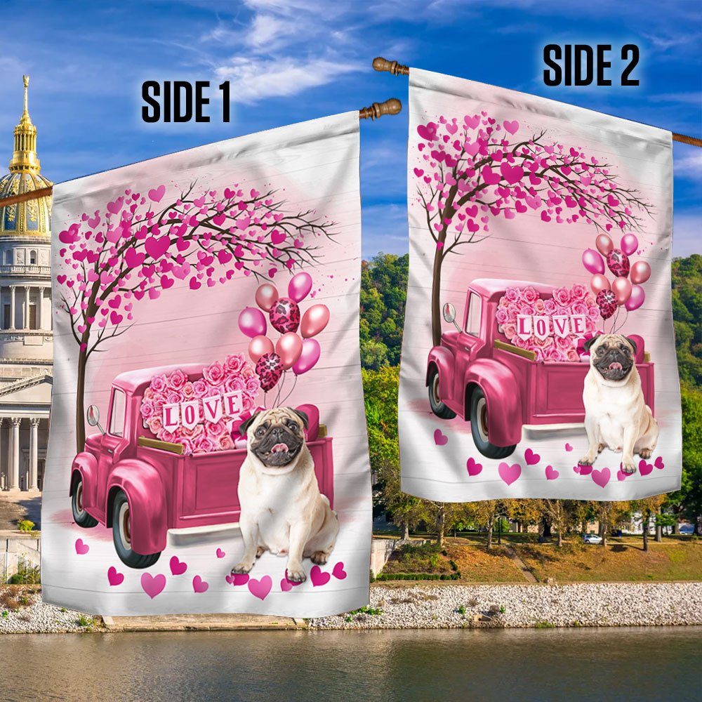 Dog Flag Valentine Pug Flag QTR380Fv14