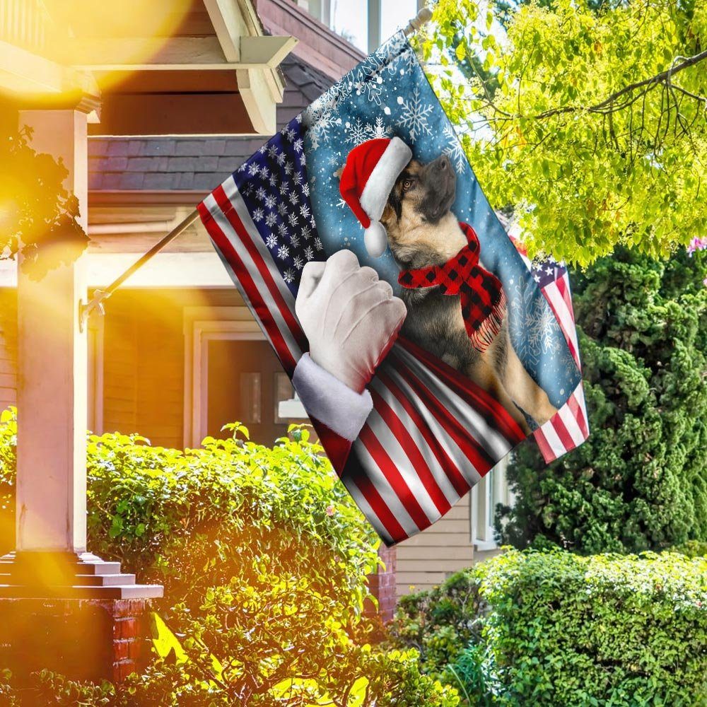 Dog German Shepherd Through The Snow Flag