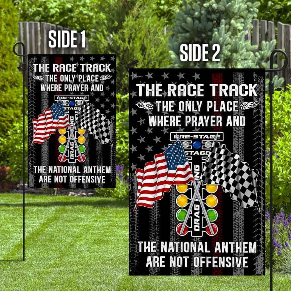 Drag Racing. The Race Track The Only Place Where Prayer And The National Anthem Flag MLH1682F