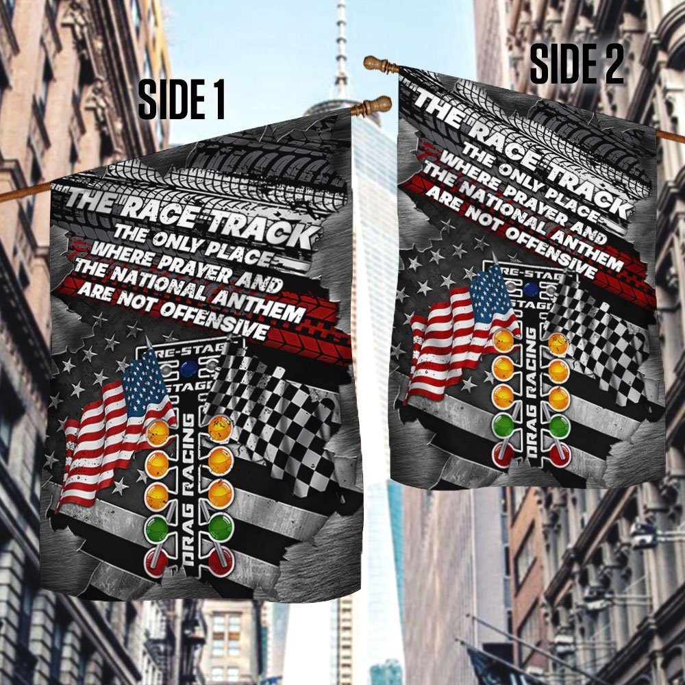 Drag Racing Flag The Race Track Where Prayer And The National Anthem LHA1837F