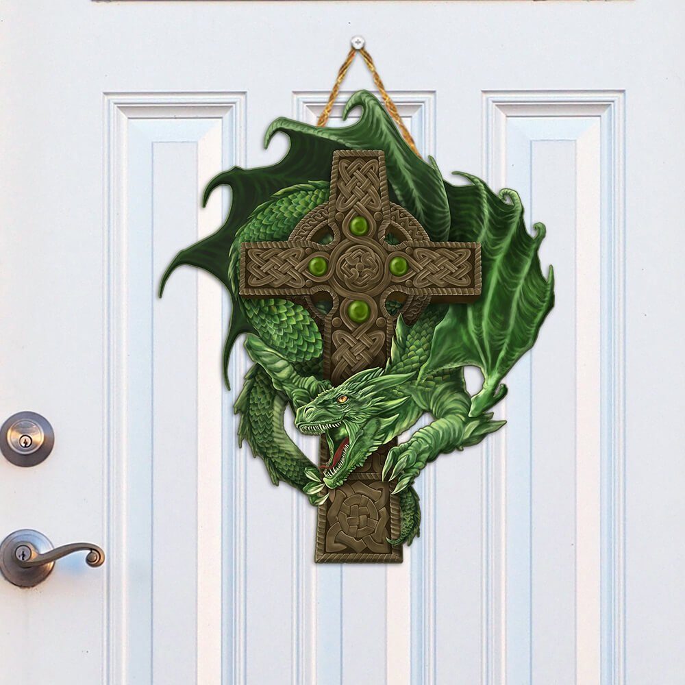 Dragon Celtic Cross Custom Wooden Sign PN197WD