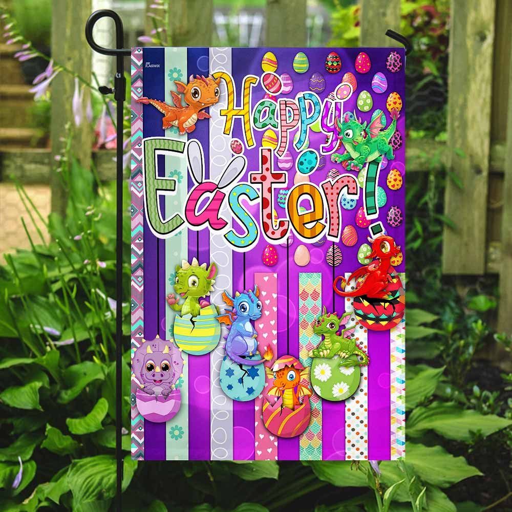 Dragon Eggs. Happy Easter Flag Dragon Eggs. Happy Easter Flag