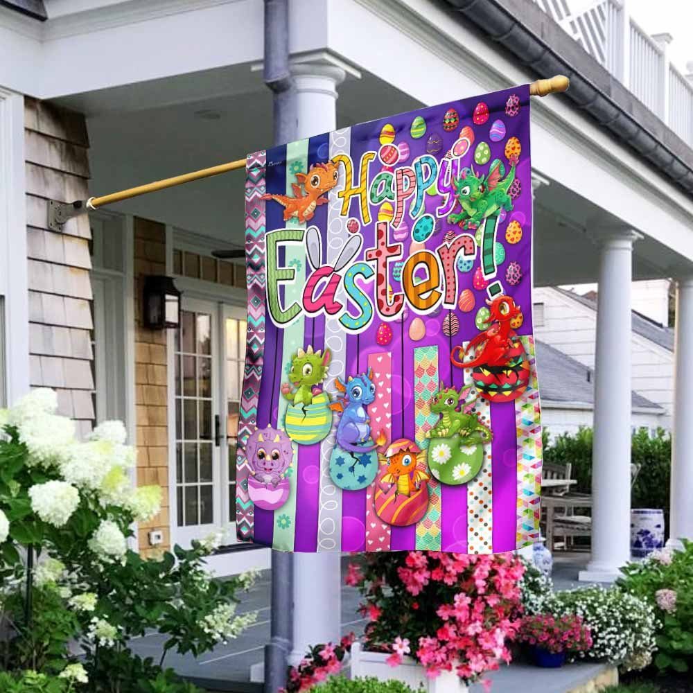 Dragon Eggs. Happy Easter Flag