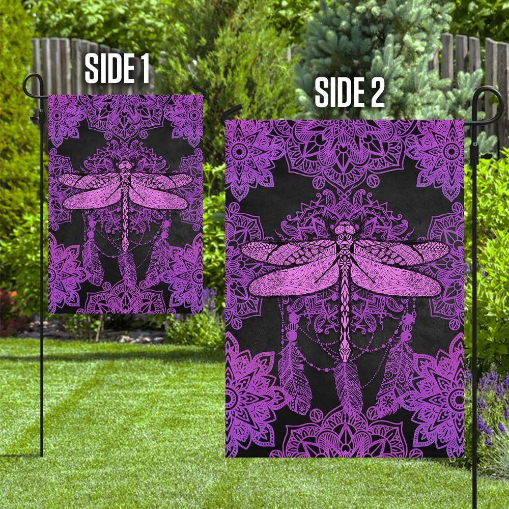 Dragonfly Purple Mandala Flag