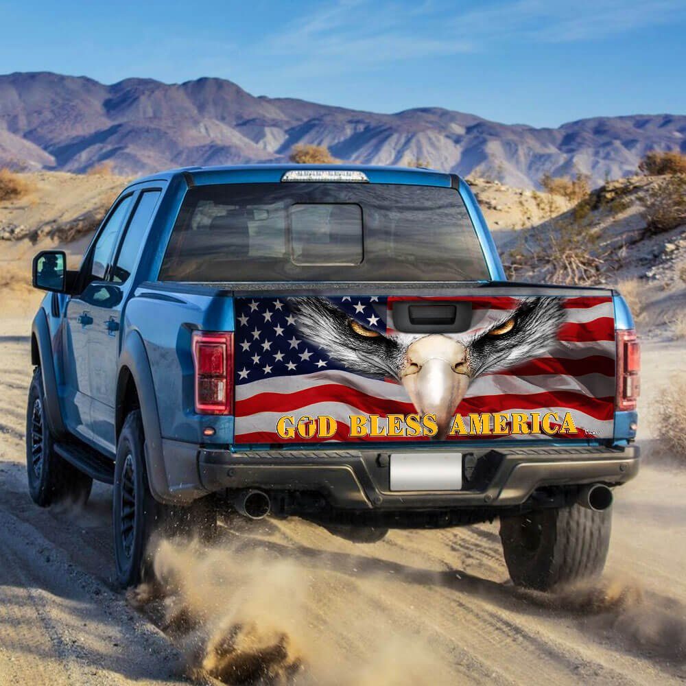 Eagle. God Bless America Truck Tailgate Decal Sticker Wrap