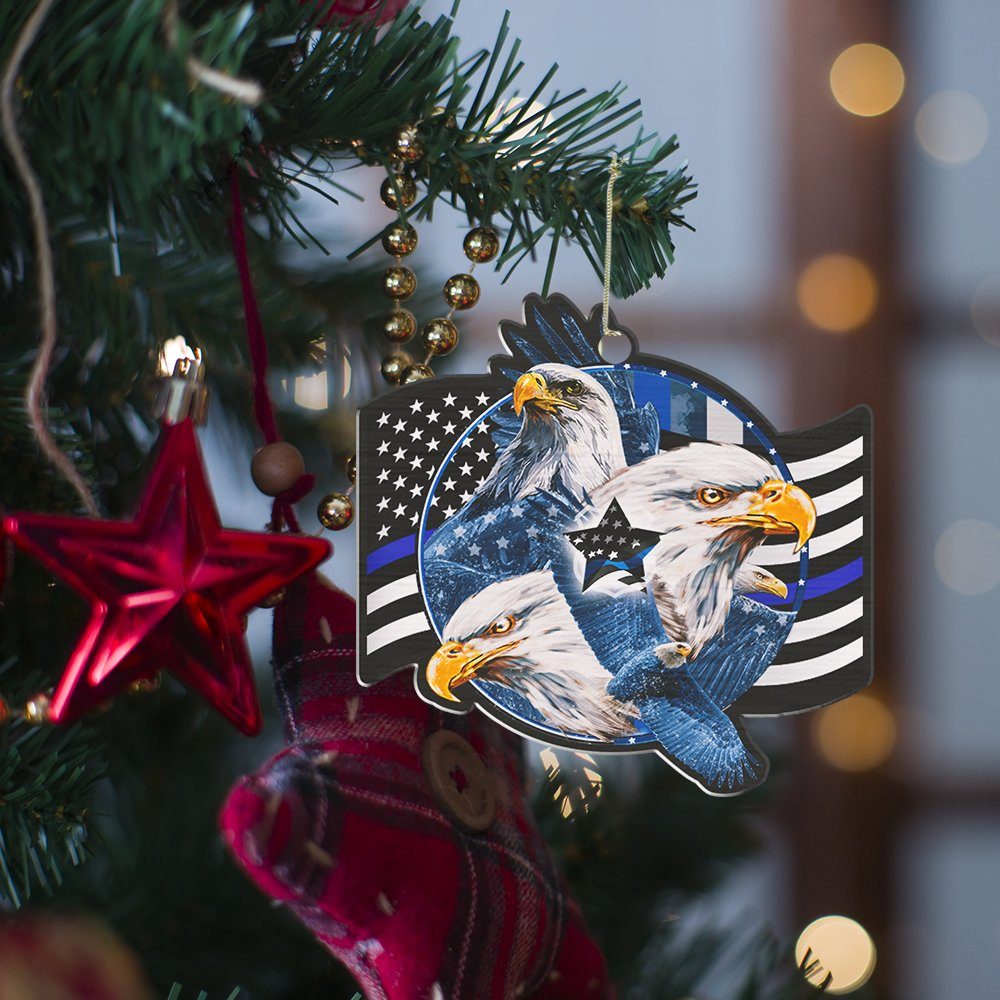 Eagle Custom-Shaped Ornament Thin Blue Line ANT206O