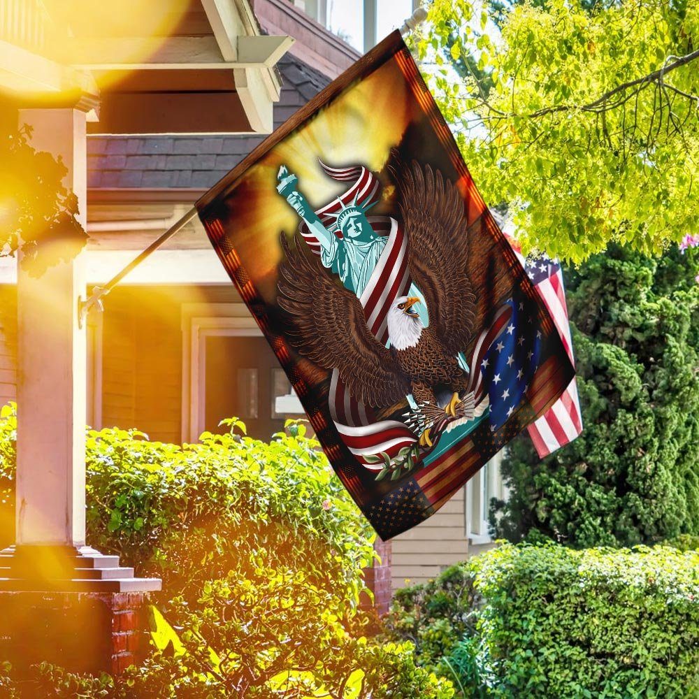 Eagle Liberty Statue American Flag