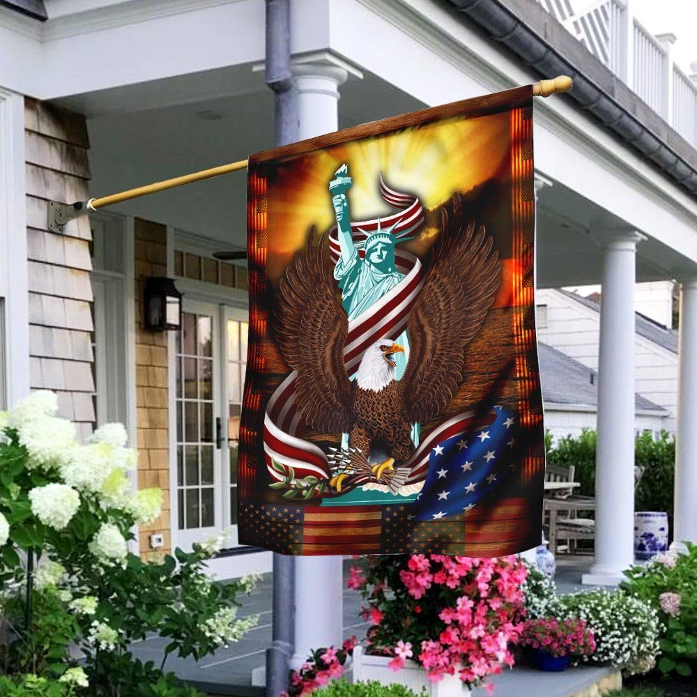 Eagle Liberty Statue American Flag