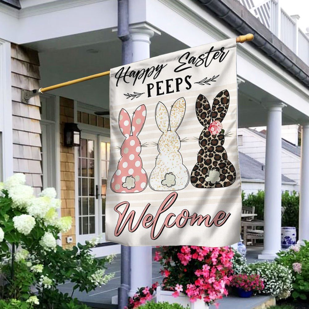 Easter Bunny Peeps Happy Easter Welcome Flag MLN1125F
