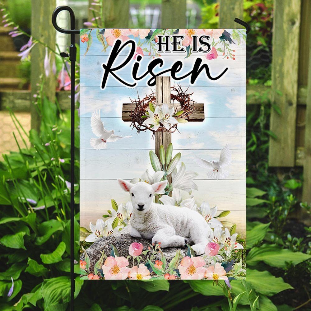 Easter Cross He Is Risen Flag MLN987F Easter Cross He Is Risen Flag MLN987F