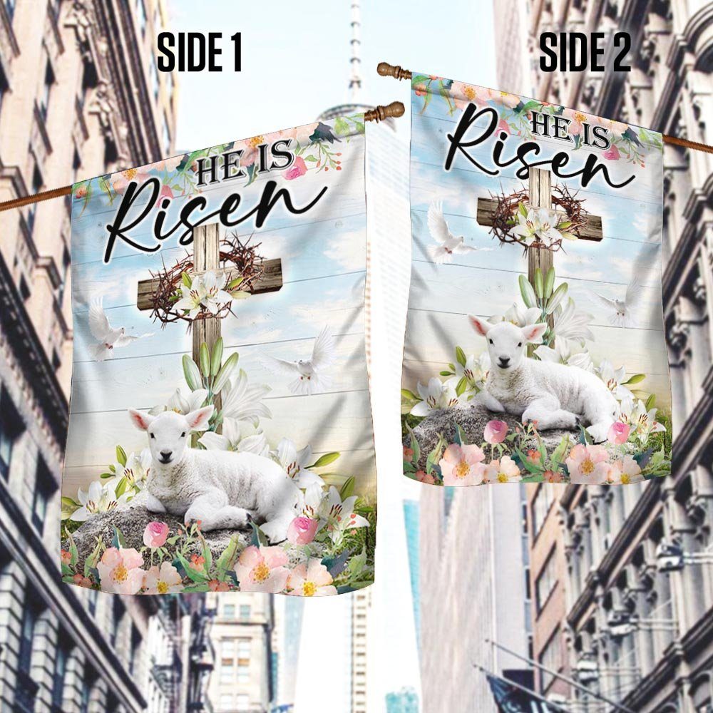 Easter Cross He Is Risen Flag MLN987F Easter Cross He Is Risen Flag MLN987F