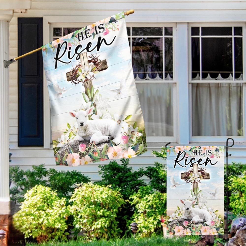 Easter Cross He Is Risen Flag MLN987F Easter Cross He Is Risen Flag MLN987F