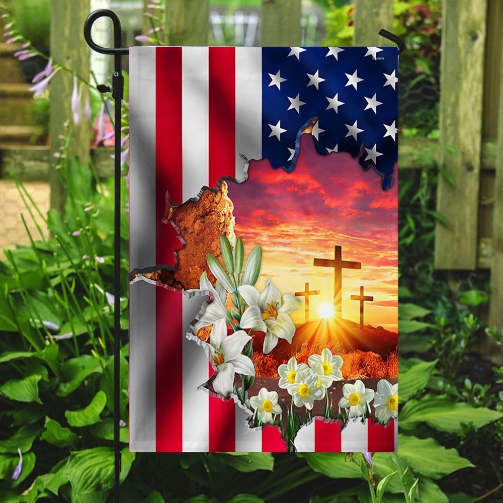 Easter Resurrection Cross American Flag DBD3376F Easter Resurrection Cross American Flag DBD3376F