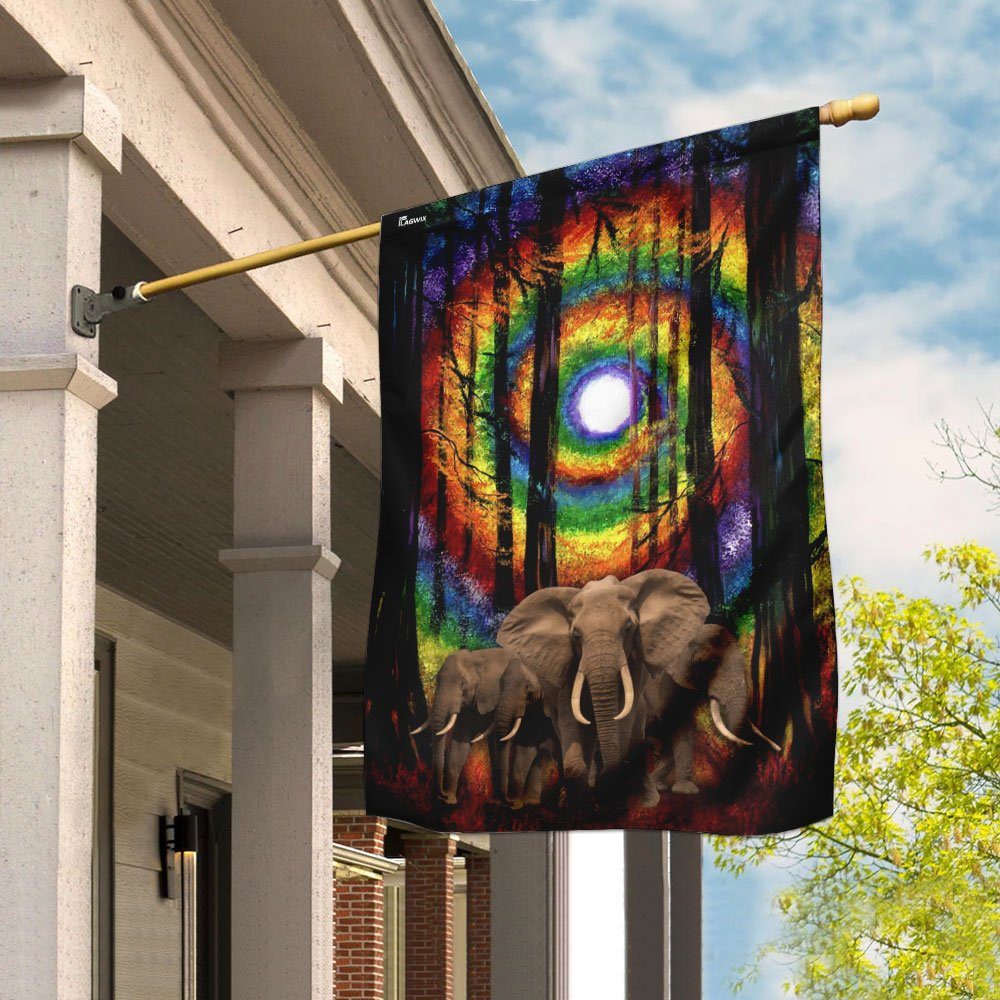 Elephant Buddha Sun Rainbow Chakra Flag
