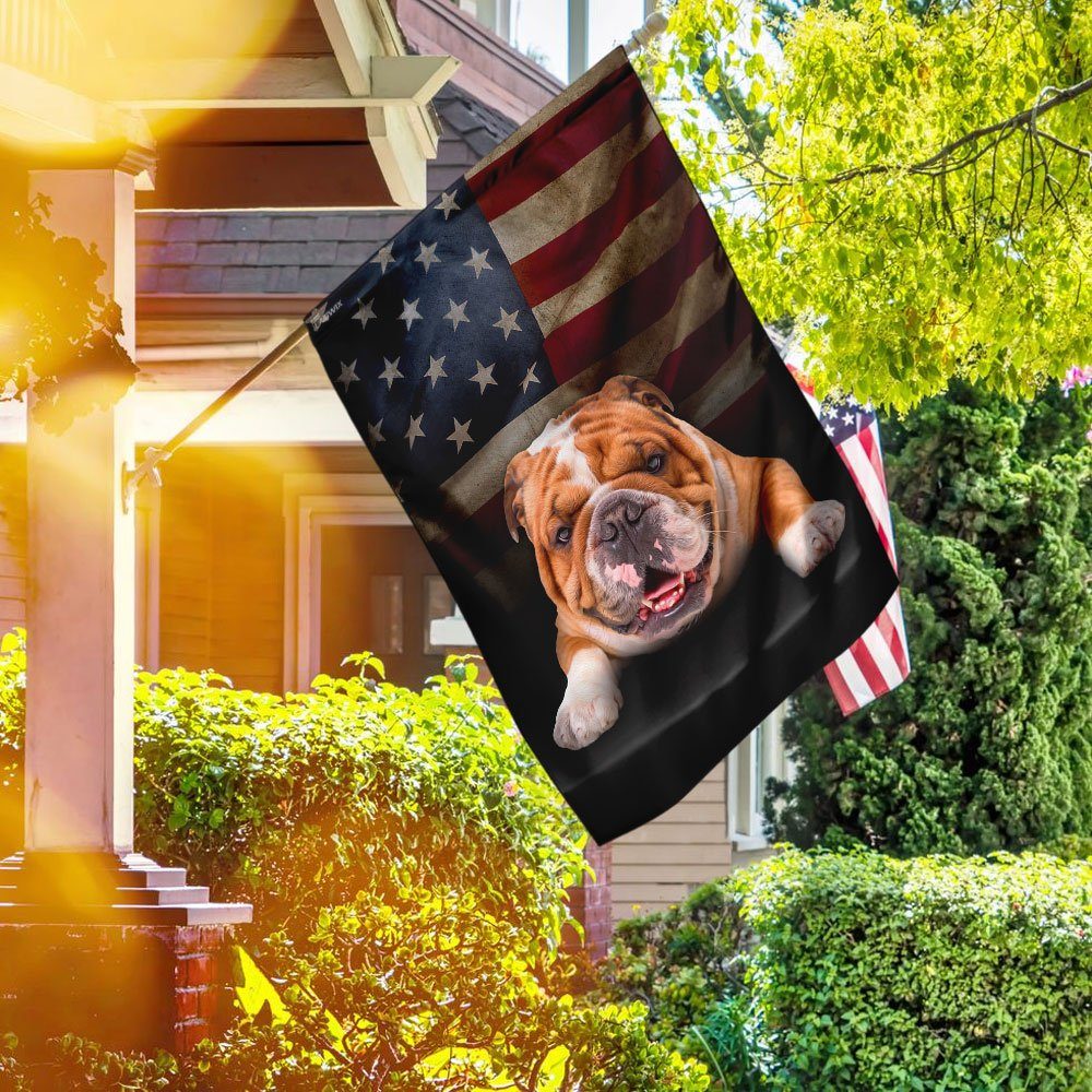 English Bulldog American Flag