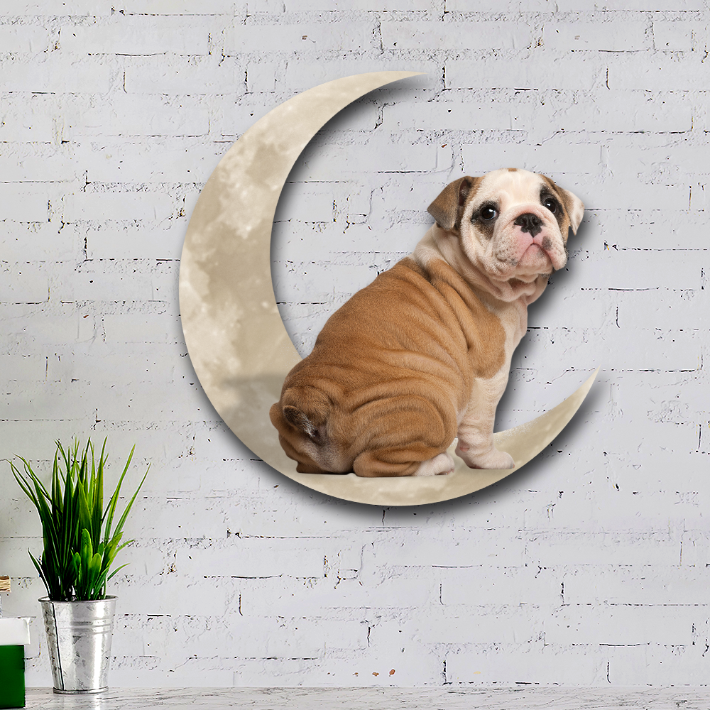 English Bulldog Dog And Moon Hanging Metal Sign QNK879MSv29