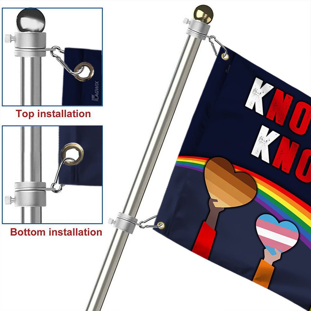 Equality Flag Know Justice Know Peace Rainbow LGBT Grommet Flag QTR267GF