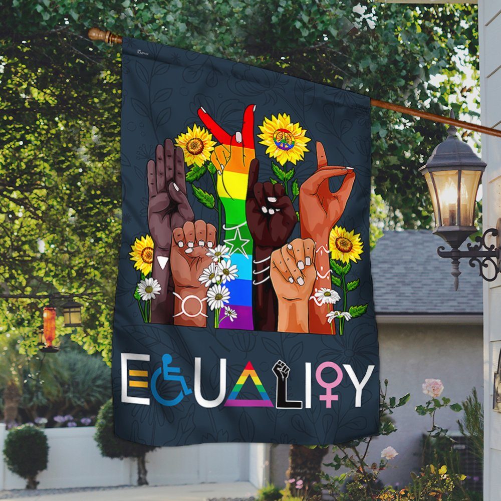 Equality Hands LGBT Human Rights Hippie Sunflowers Flag MLN307F