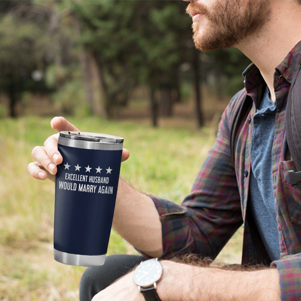 Excellent Husband Laser Engraved 20oz Tumbler Navy Color