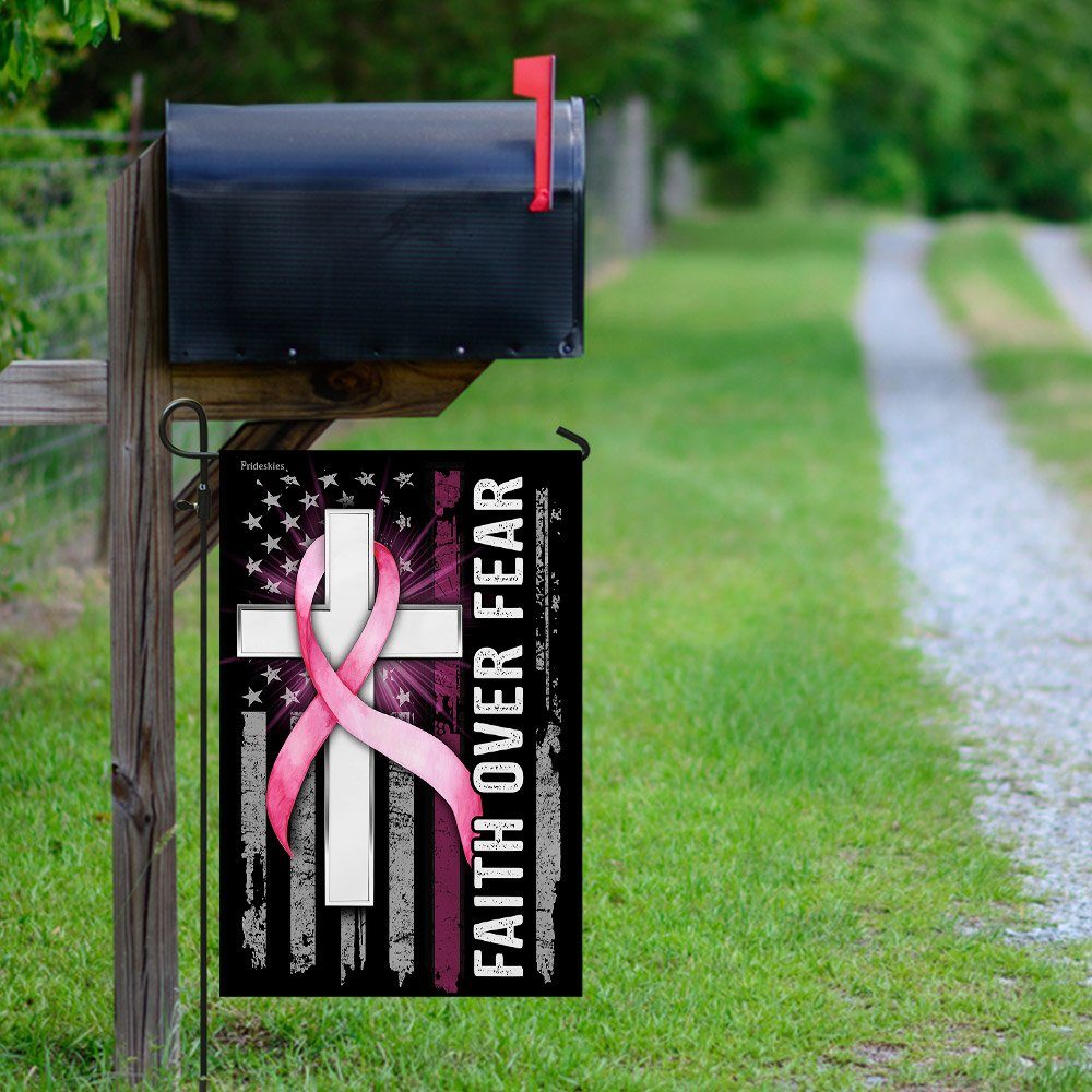 Faith Over Fear Breast Cancer Flagwix™ Fantastic Flag For Her