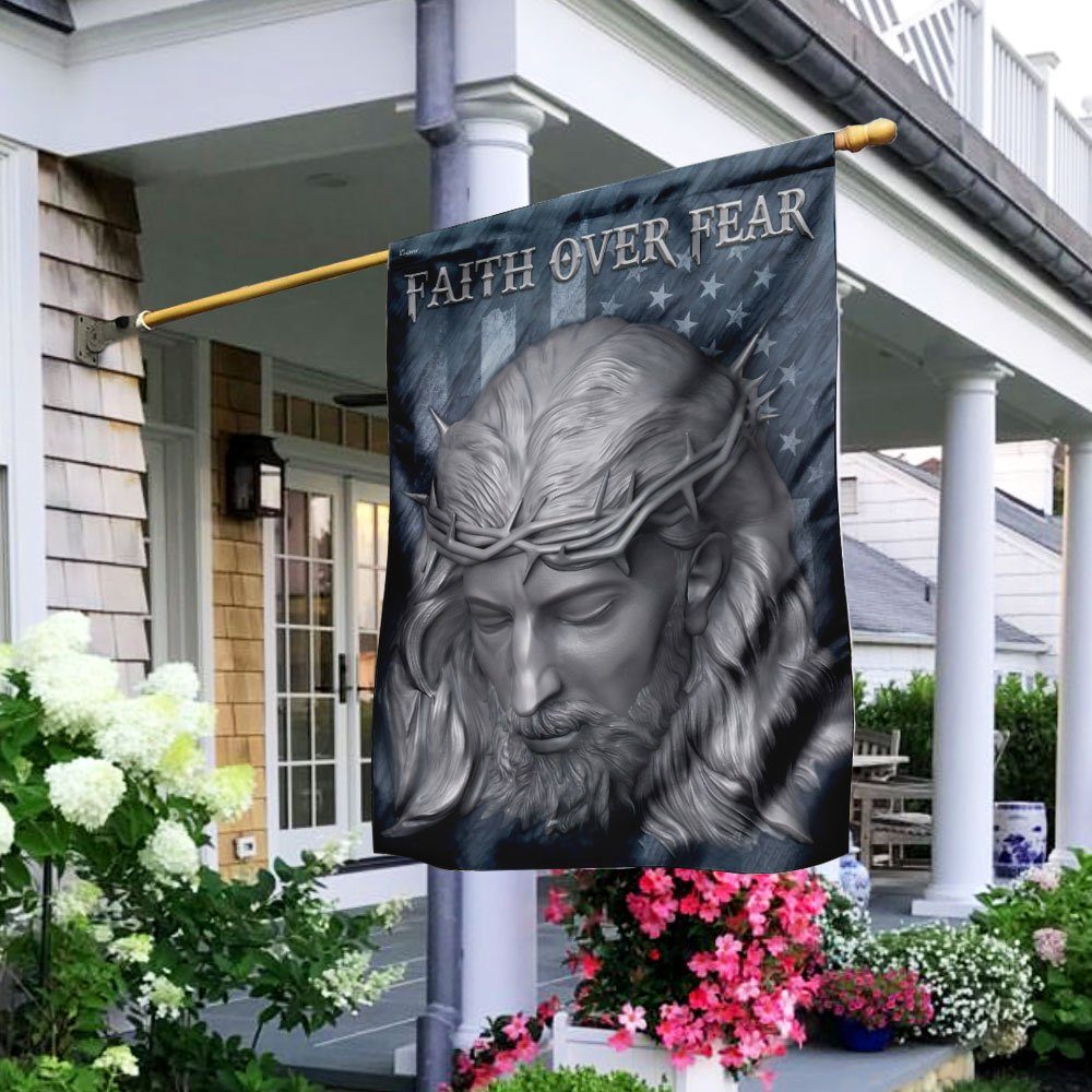 Faith Over Fear Jesus American U.S. Flag