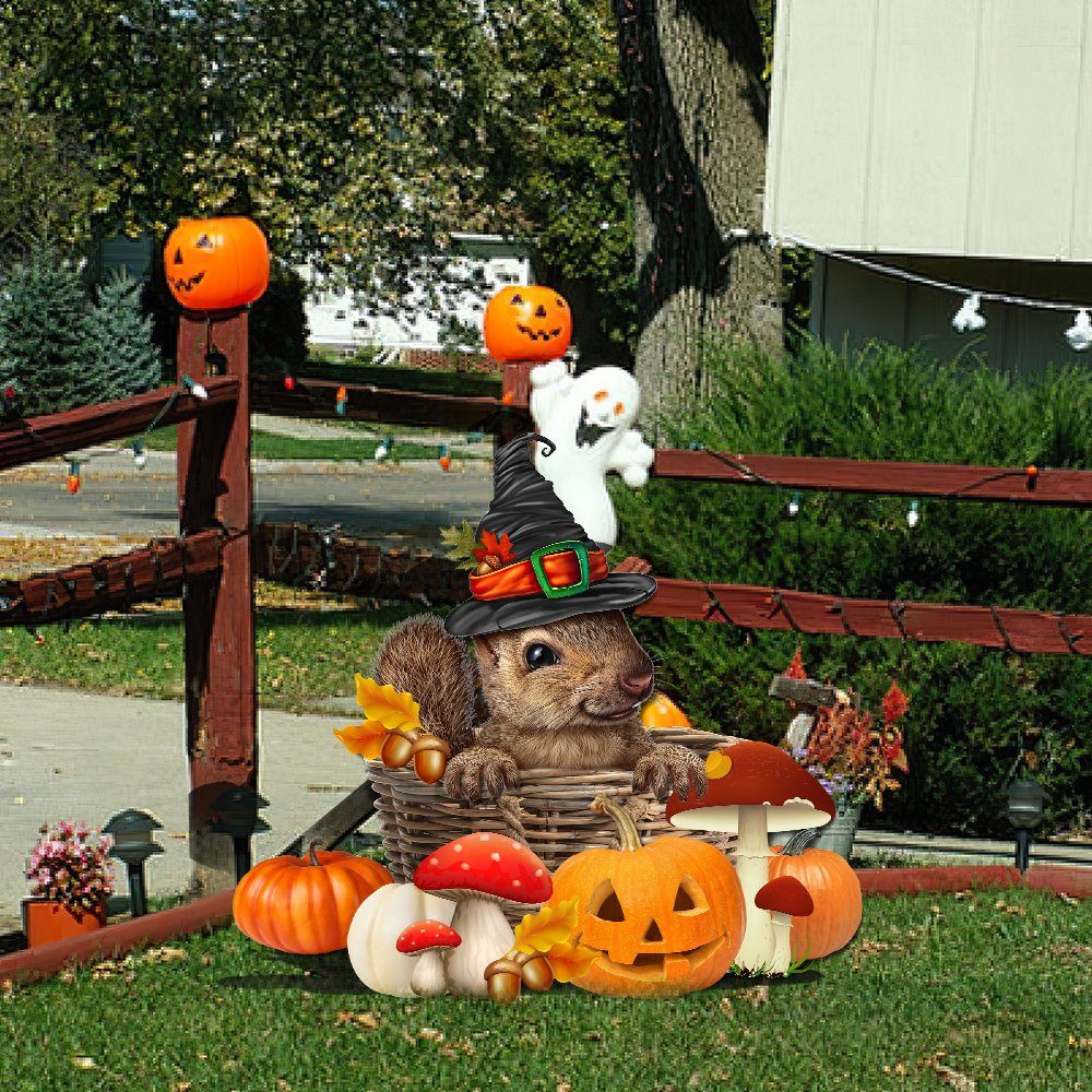 Fall Squirrels Garden Metal Sign Funny Harvest LNT549MS