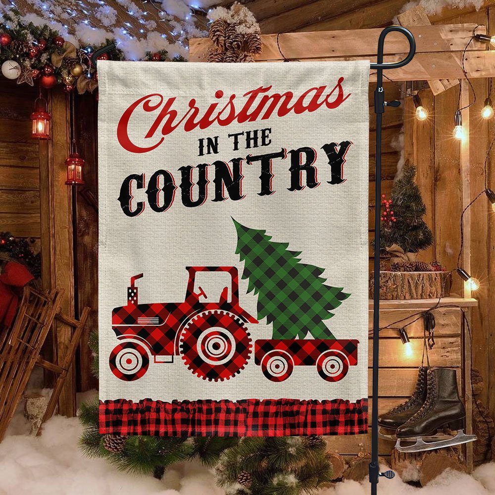 Farm Tractor Flag Christmas In The Country LNT694F