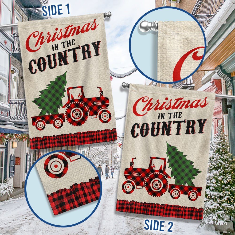 Farm Tractor Flag Christmas In The Country LNT694F