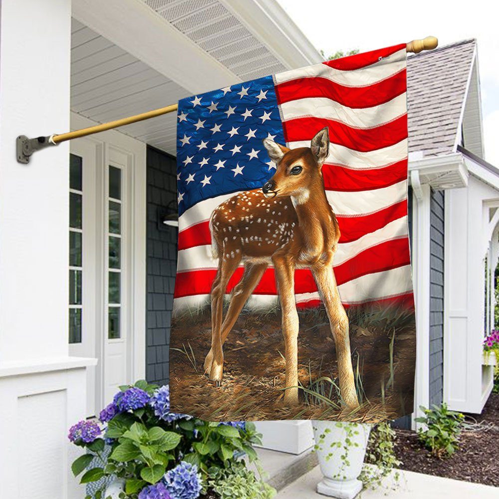 Fawn Deer American Flag QNN591Fv1
