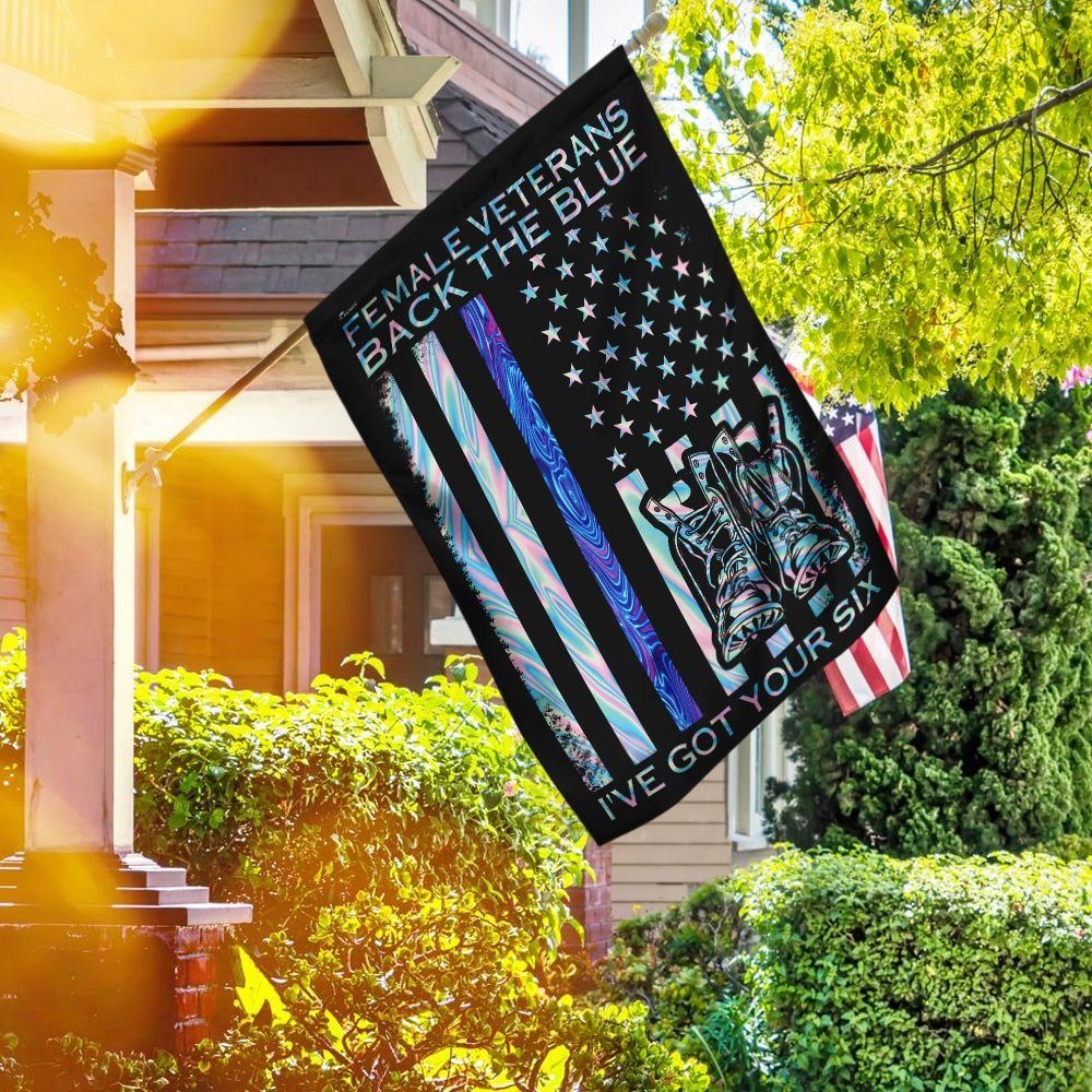 Female Veteran Back The Blue Flag