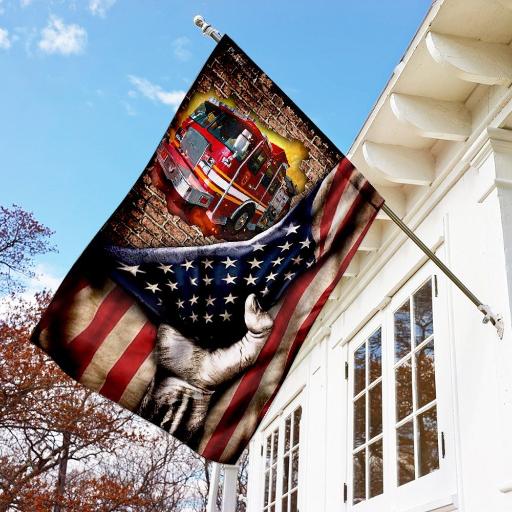Firefighter. Fire Truck Flag