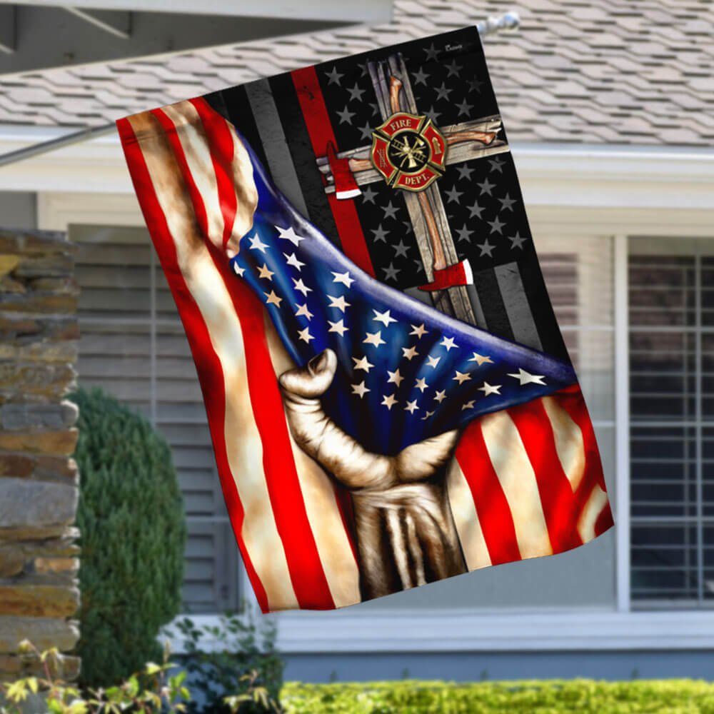 Firefighter Christian Cross American Flag TPT112F - Flagwix