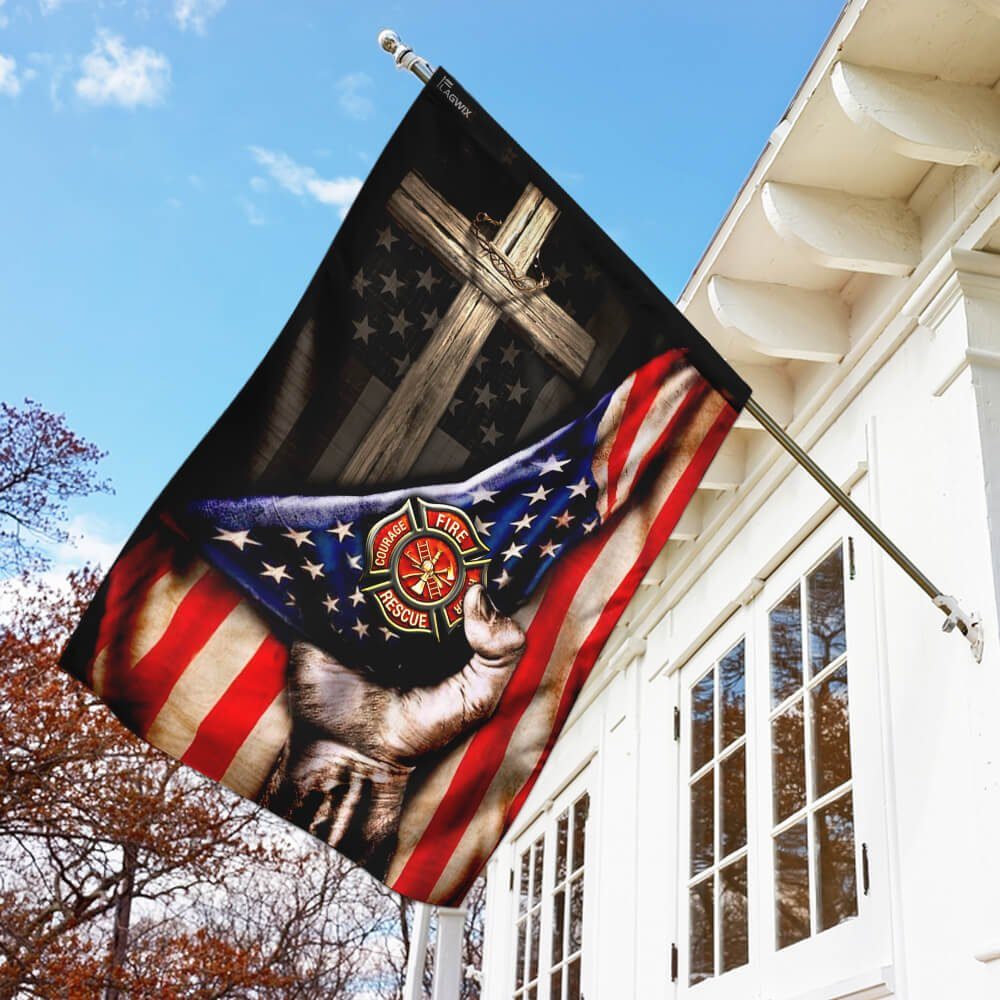 Firefighter Christian Cross Flag