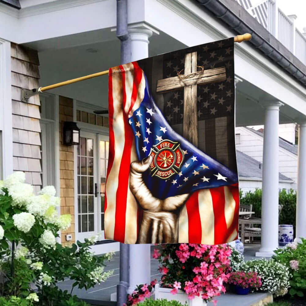 Firefighter Christian Cross Flag