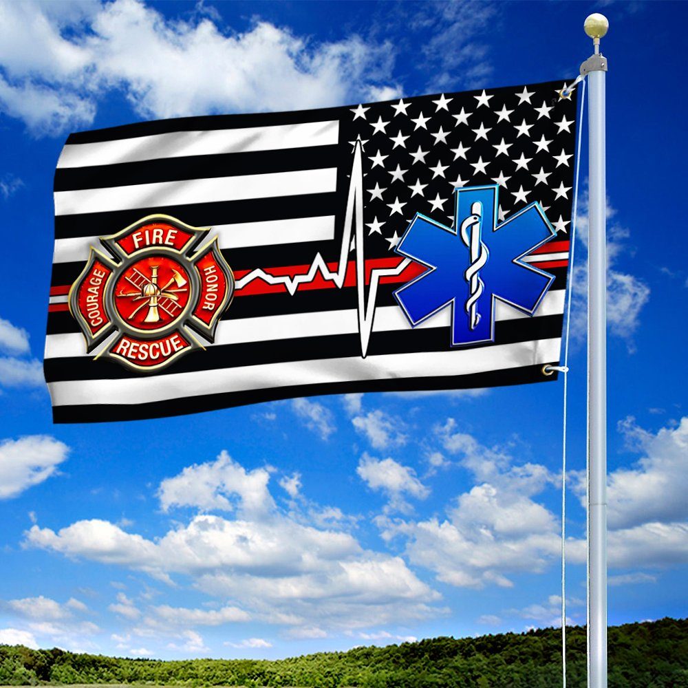 Firefighter EMT Flag First Responder Grommet Flag TRV1880GFv1