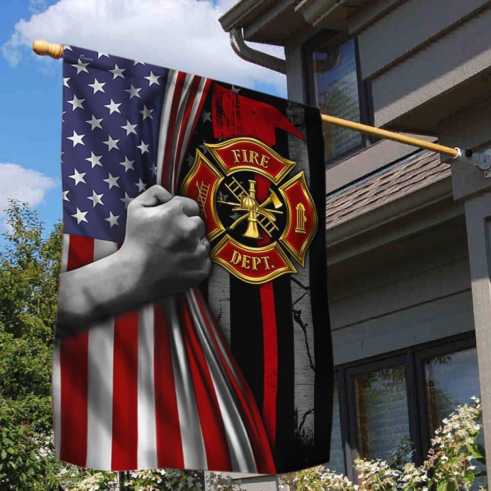 Firefighter Flag Thin Red Line Firefighter American Flag QTR178F