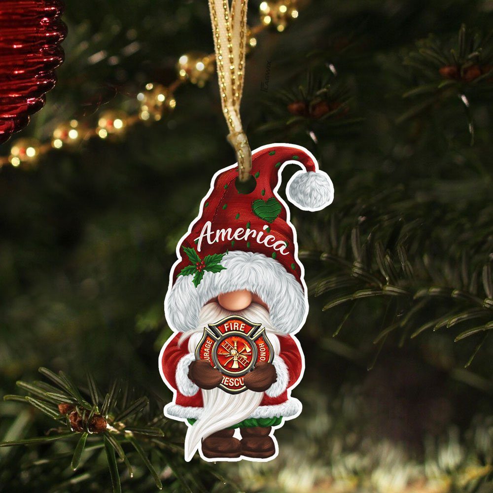 Firefighter Ornament Gnome Back The Red DBD2934O