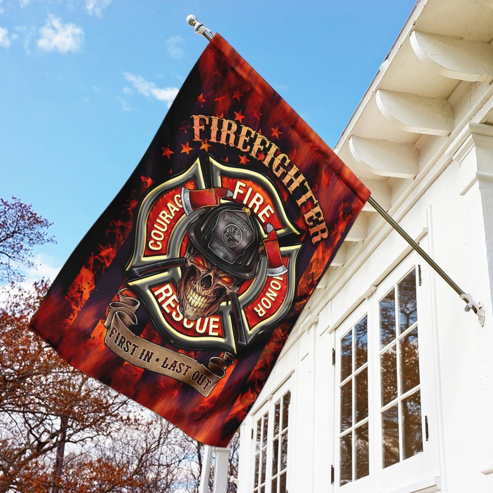 Firefighter Skull Courage Rescue Honor Flag