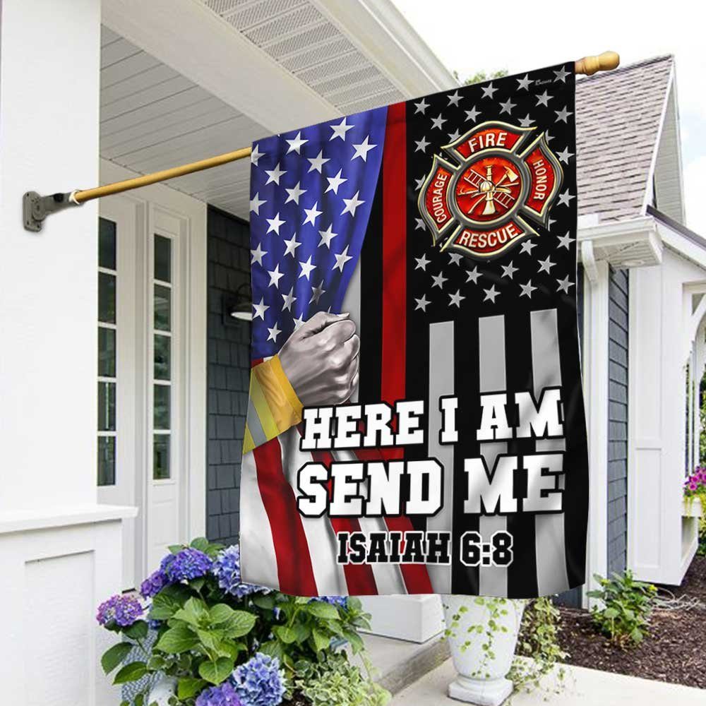 Firefighter US Flag Here I Am Send Me DBD3387F