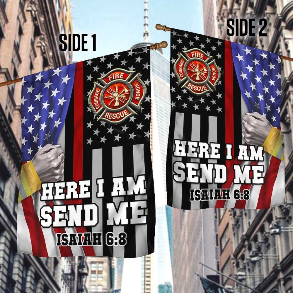Firefighter US Flag Here I Am Send Me DBD3387F