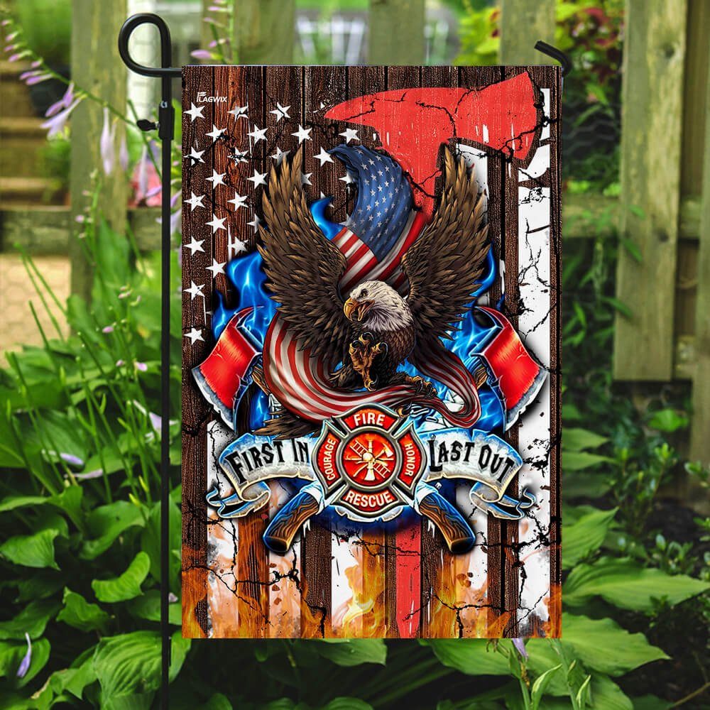 First In Last Out Thin Red Line Flag