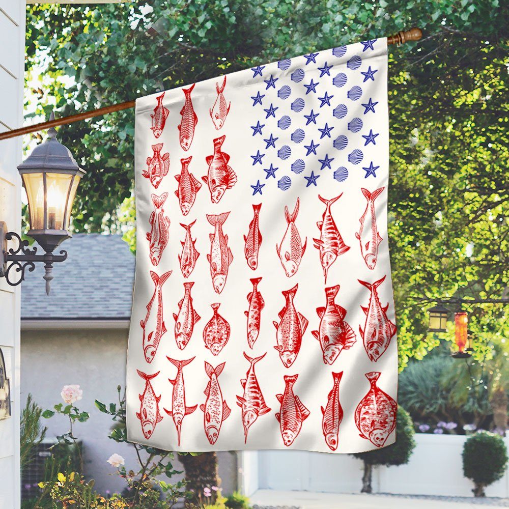 Fish Sea Shells American Flag MLN416F