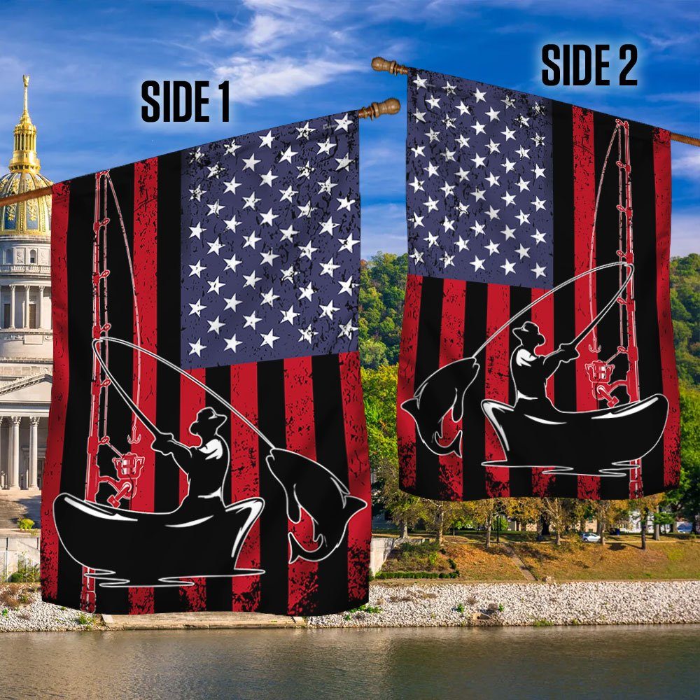 Fisherman Fishing American Flag TQN1377F